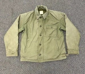 Vintage US Navy USN A-2 Deck Jacket 1960s Vietnam Size Large Military Stencil - Picture 1 of 23