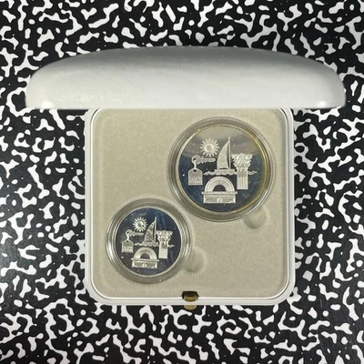 1993 Israel 2x Coin Proof Set Lot#B3038 Silver! With Case & C.O.A. - Image 1 of 4