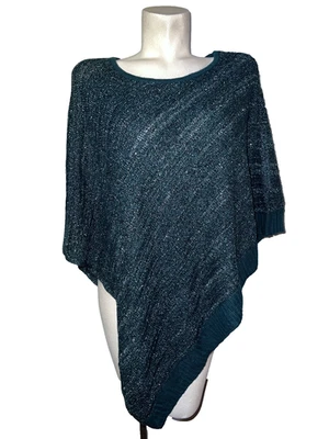 Nuevo Suéter Chico's Talla L/XL Diosa Verde Metálico Mármol Tejido Triángulo Poncho Foto 1 de 4