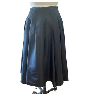 Peter Soronen Silk Full Ball Pleated Midi Length Skirt in Black Size 10 - Picture 1 of 7