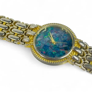 Australian Opal Quartz Watch 18K RGP Gold Plated Two Tone Needs Service Read - Picture 1 of 20