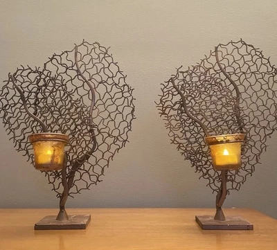 Ventilador de rama estilo coral candelabro palo luz de té metal náutico decoración de playa Foto 1 de 4