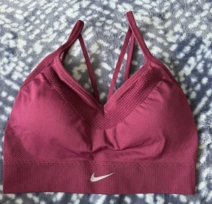 Nike Women Sports Bra Purple Indy Seamless Dri Fit Swoosh Light PRE-OWNED Size M - Picture 1 of 3