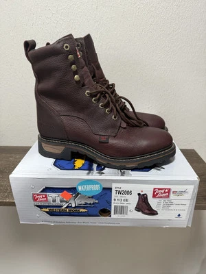 Tony Lama 8" Briar Pitstop TW2006 Botas Impermeables con Cordones Para Hombre Talla 9.5 EE Foto 1 de 4