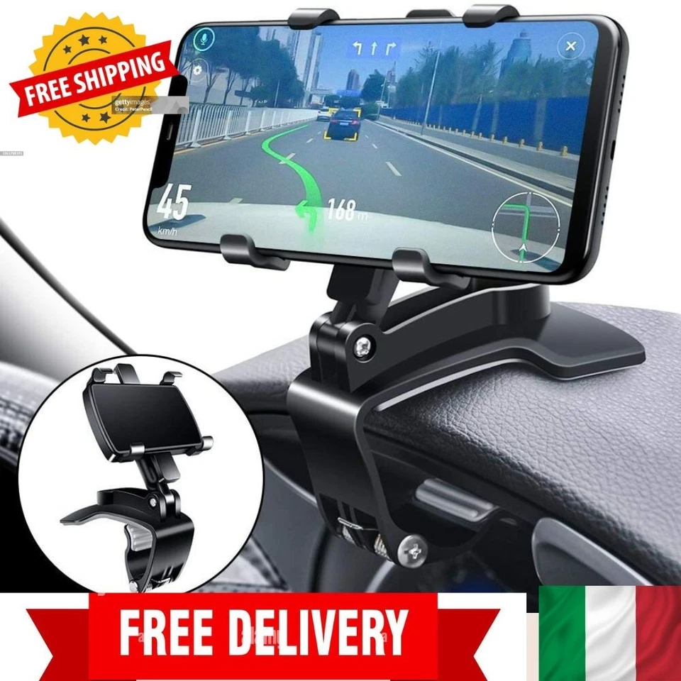 Supporto universale per auto a 360° per telefono cellulare Samsung Galaxy iPhone - Immagine 1 di 4