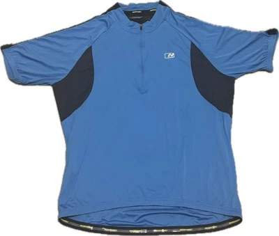 Nishiki Cycling Jersey Shirt Mens XL Blue Biking 1/2 Zip Water Bottle Pockets - Image 1 of 4