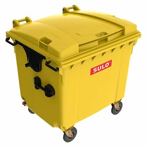 Original SULO Müllcontainer 1100 Liter Mülltonne Flachdeckel gelb - Bild 1 von 3