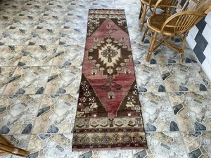 Vintage Rug | Farmhouse Antique Wool Anatolian Runner Handmade Turkish 2.1x8.6ft - Picture 1 of 13