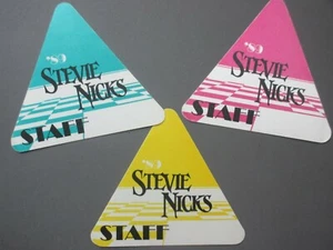Stevie Nicks satin cloth backstage pass stickers THREE STAFF - T-Bird ! - Picture 1 of 1