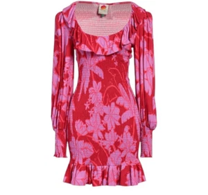 FARM RIO LIVING NATURE RED/PINK FLORAL MINI DRESS- Size MED - Picture 1 of 17