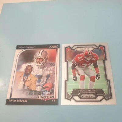 Deion Sanders (CB) HOF 24 Panini Score/Prizm "Men of Canton" #5 #15 Falcons. - Image 1 of 4