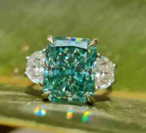 4 kt zertifizierter blauer natürlicher Diamant im Strahlenschliff VVS1 925 Silber Verlobungsring - Bild 1 von 9