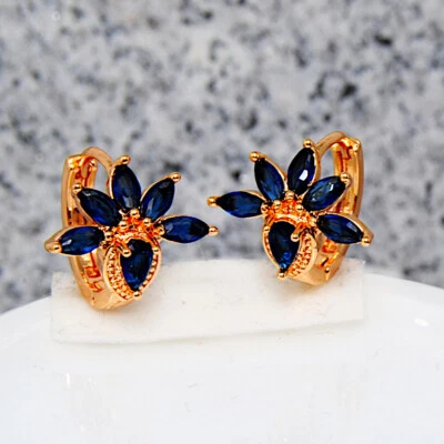 Charismatische Ohrringe Damenohrringen, vergoldet 18K/750 blaue Saphir Topas - Bild 1 von 3