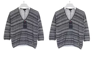 ARMANI JEANS Jumper Women's EU 40 2 Piece Three Quarter Sleeve Striped - Picture 1 of 9