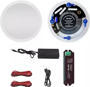 Herdio 6.5" Bluetooth Ceiling Speakers Cafe Restaurant Flush Mount Amplifier kit - Picture 1 of 13