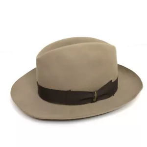 Borsalino Como Felt Fedora Hat 7 1/4 Tan Italy - Picture 1 of 12