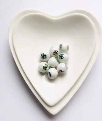 Stunning Snowflake Metallic Ceramic Bead 10mm Treasure 8 Pcs - Image 1 of 2