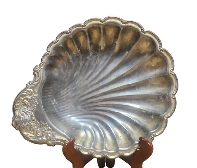 Gorgeous Vintage Seashell Silver Plated Serving Tray Dish Large Antique Nautical - Image 1 of 4