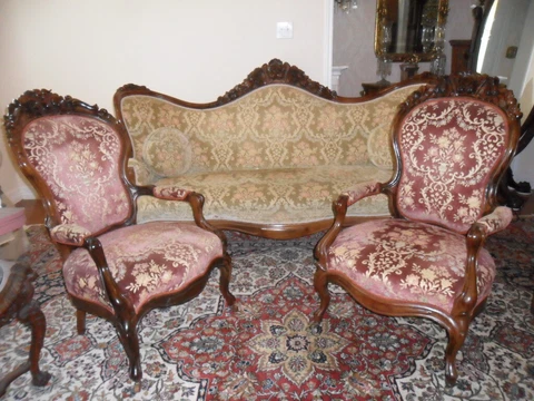 RARE JOHN HENRY BELTER ANTIQUE ROCOCO VICTORIAN ROSEWOOD COUCH/SOFA + 2 CHAIRS Cover