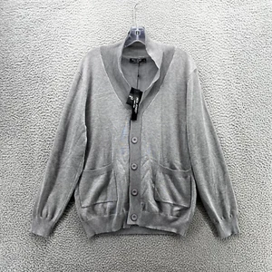 New Paul Jones Cardigan Adult L Gray Preppy Sweater Button Up Knit V-Neck Men's - Picture 1 of 10