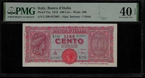 Italy 100 Lire 1944 PMG 40 EPQ Series L 190 - Picture 1 of 4