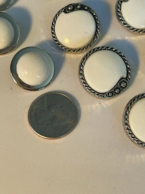 Lote Botón Costura Vintage Plástico Plata Blanco BU304 Foto 1 de 2
