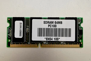 64MB MEMORY 8X64 PC100 8NS 3.3V SDRAM 144 PIN SO DIMM - Picture 1 of 2