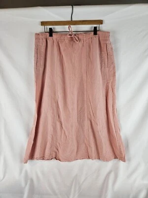 Falda Orvis Para Mujer Talla Grande Melocotón Elástica/Corbata Cintura Mezcla Lino Maxi Falda Foto 1 de 4