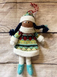 Wondershop Black Blue Girl Teal Red Sweater Christmas Ornament 9” Boiled Felt - Picture 1 of 8