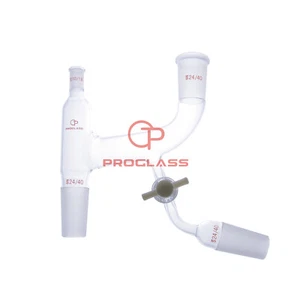 Brazo lateral de laboratorio con llave de paso de teflón 24/40 y 10/18 - Imagen 1 de 2