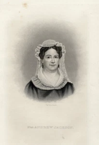 Antikes Portrait Mrs. Andrew Jackson Stahlstich - Bild 1 von 3