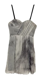 Walter Intermix Anthropologie Silk Chiffon Charcoal Gray Tie Dye Mini Dress Sz 4 - Picture 1 of 5