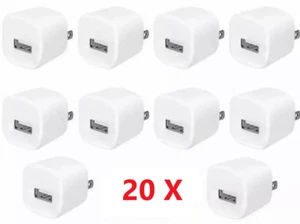 20Pack 1A USB White Power Adapter AC Home Wall Charger US Plug FOR iPhone Ipod - Picture 1 of 1