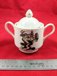 Vintage Zuckerdose - Tokai China Made in Nagoya Japan Tintenpinsel Landschaft Kunst - Bild 1 von 7