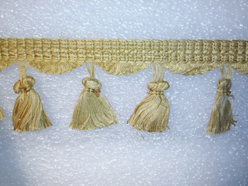 6 yardas FRINGE BORLA 3" - BEIGE - Tapicería Cortina Tela Borde  Foto 1 de 1