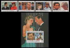 Dominica 1991 - Mi-Nr. 1427-1430 & Block 189 ** - MNH - Diana & Charles