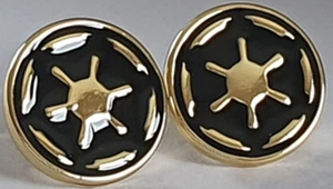 Gold plated Star Wars Galactic Empire Symbol Earrings Lucasfilm Disney - Picture 1 of 3