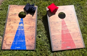 GoSports Classic Outdoor Cornhole Game Set with Rustic Wood Finish 8 Bean Bags - Picture 1 of 10