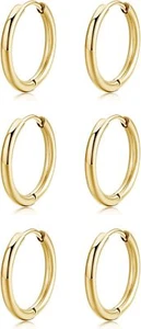 Huggie Hoop Earrings Small Hypoallergenic 14K Gold Plated Huggie Earrings For - Picture 1 of 6