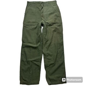 Vintage 60s Vietnam War OG 107 Trousers Cotton Sateen Pants Type 1 30x29 Zipper - Bild 1 von 9