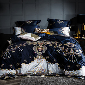 1000TC Bedding Sets Luxury Queen King Sizes Bed Sheet Set Embroidery Duvet Cover
