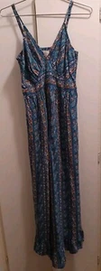 Jessica Simpson  Paisley Style Pant Suit Ruffled At The Bottom Adjustable Straps - Picture 1 of 5