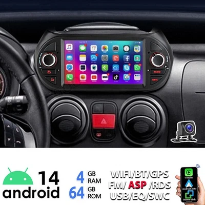 Android 14 Autoradio Apple Carplay Per FIAT Fiorino Qubo Citroen Nemo GPS BT KAM - Immagine 1 di 4