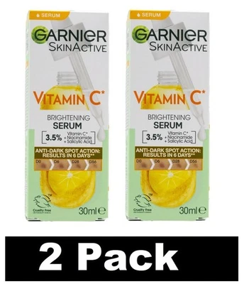 2 x GARNIER SKIN ACTIVE VITAMIN C 30mL BRIGHTENING SERUM ANTI-DARK SPOT ACTION - image 1 of 4