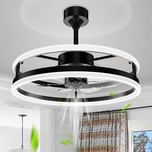 Black Fandelier Ceiling Fans with Lights and Remote, 19.7inch Modern Bedroom ... - Picture 1 of 9