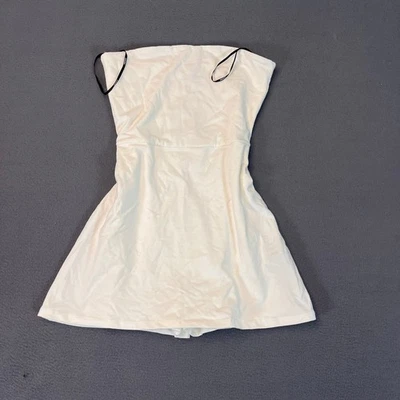 Vestido Forever 21 ajustado y acampanado para mujer pequeño blanco mini blusa de algodón sin tirantes nuevo con etiquetas Foto 1 de 4