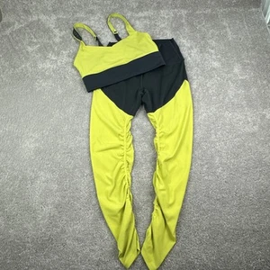 Zyia Women’s Size Medium Parallel Storm Ribbed Hi Rise Legging & Sports Bra Set - Picture 1 of 12