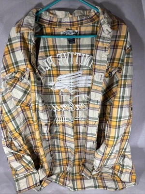 Raw Blue Skater Flannel Button Up Mens 2XL Baggy Streetwear Infinitive Plot DD - Image 1 of 4