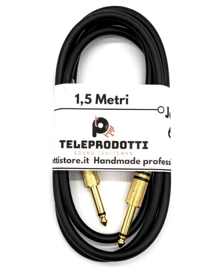 TELEPRODOTTI Cavo Jack 6,3 mm. 1.5 mt. per chitarra basso mono sbilanciato connettori oro