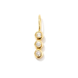 Diamant 14k Massiv Gold Trio Einfassung Charm Anhänger für Frauen - Bild 1 von 4